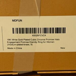 MDFUN 18K White Gold Plated Cubic Zirconia Ring